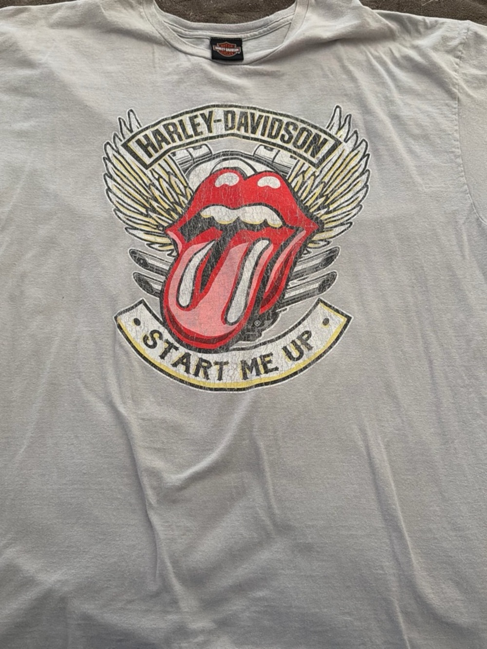 Harley-Davidson White Graphic Tee with Red Tongue Logo